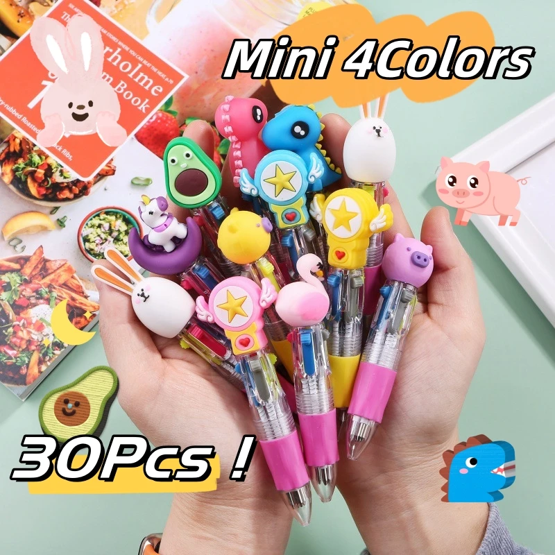 multicolor retratil mini caneta esferografica canetas kawaii cartoon kids writing papelaria material escolar e de escritorio cores 30 pcs por lote 01