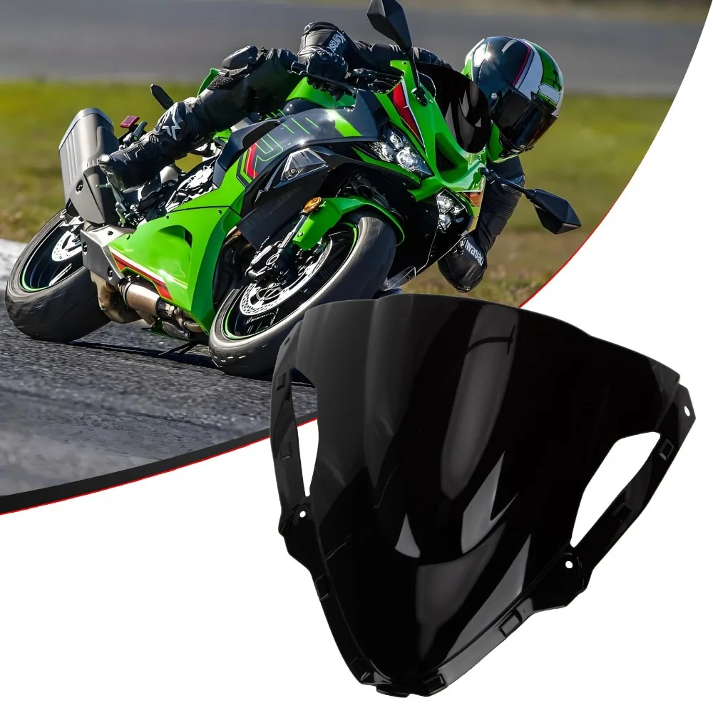 Motorrad-Windschutzscheibe für Kawasaki ZX6R 2024, Motorrad-Doppelblasen-Windschutzscheibe ZX 6R