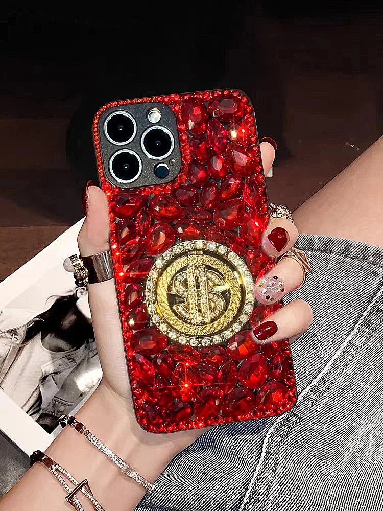 Glitter Diamond Rhinestone Phone Case For iPhone 15 14 13 12 11 Pro MAX X XS XR 7 8 Plus SE2 Bling Swivel Stress Reliever Cover