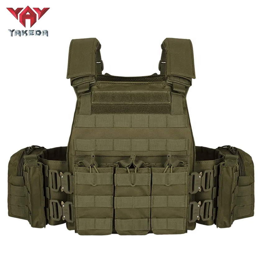 YAKEDA 1000D Nylon Tactical Vest Outdoor Hunting Protective Adjustable Multifunction Molle Vest for Airsoft Combat Equipment