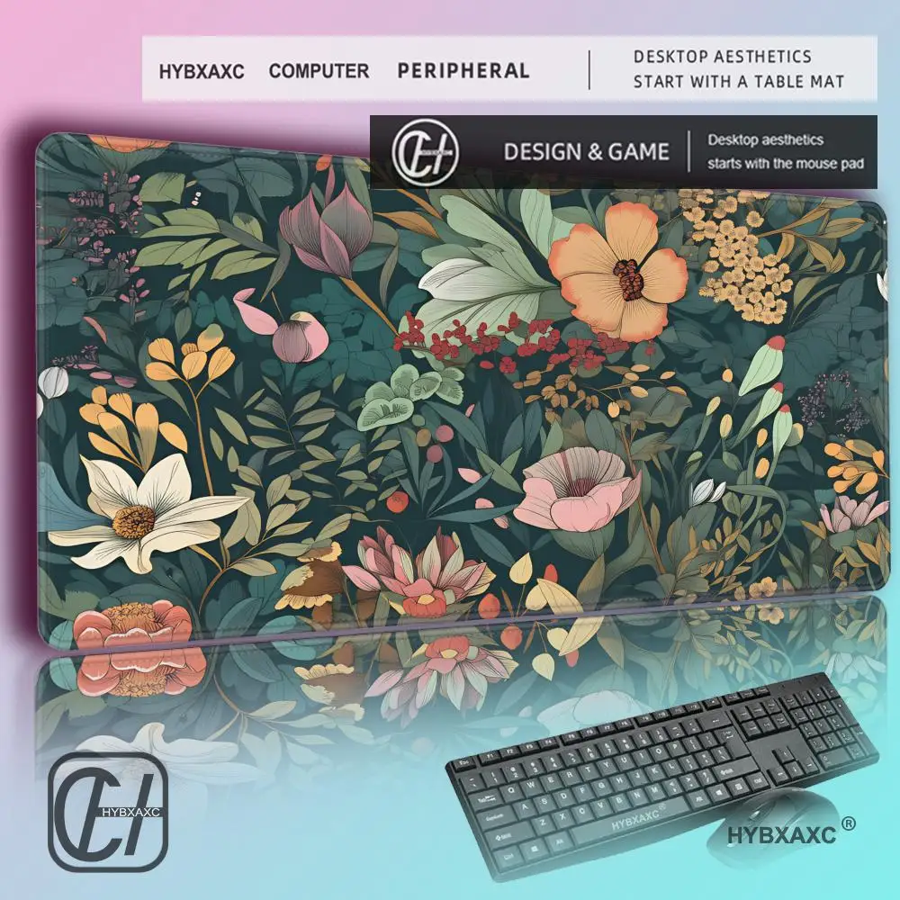 

HYBXAXC MousePad Non-Slip Large Mouse Mat with Vintage Daisy Design Stitched Edges Desk Mat for Computer Office Gaming washable