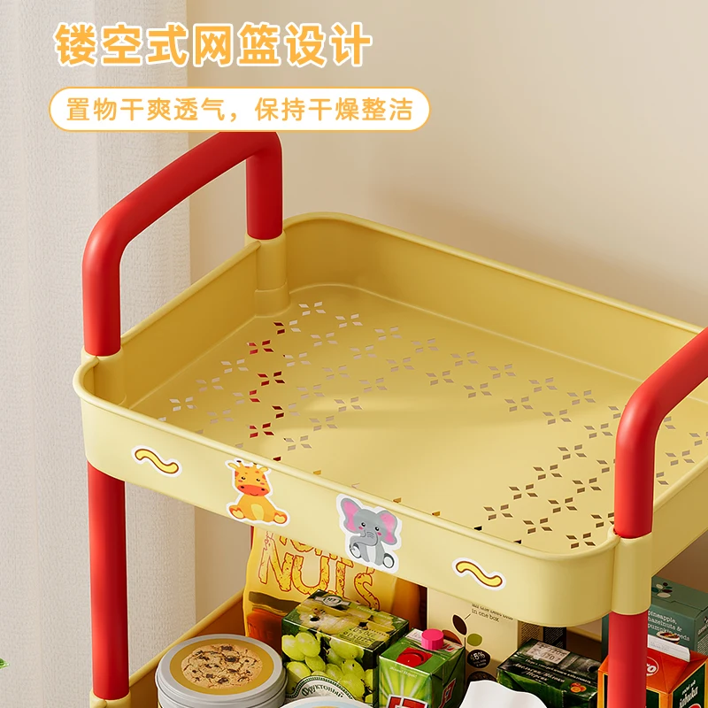 Movable storage rack, living room, dormitory, snack storage rack, household bedroom multi-layer cute cart rack