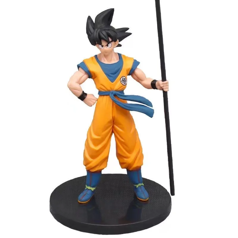 Dragon Ball Anime Figure 22Cm Adult Son Goku Support The Stick Standing Pvc Action Figure Collection Model Toy for Children Gift