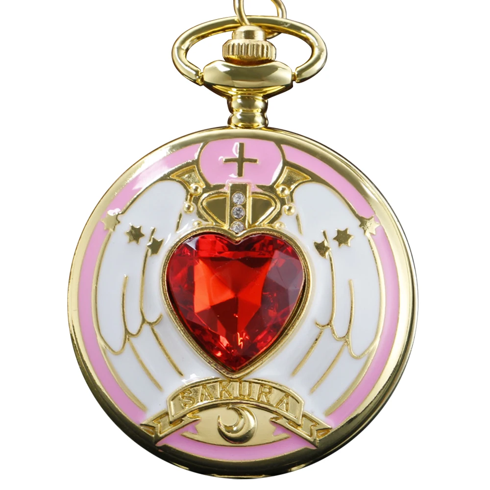 Red Love Kunta Brand Exquisite Quartz Pocket Watch Fashion Pendant Necklace Male and Female Students Festival Gift