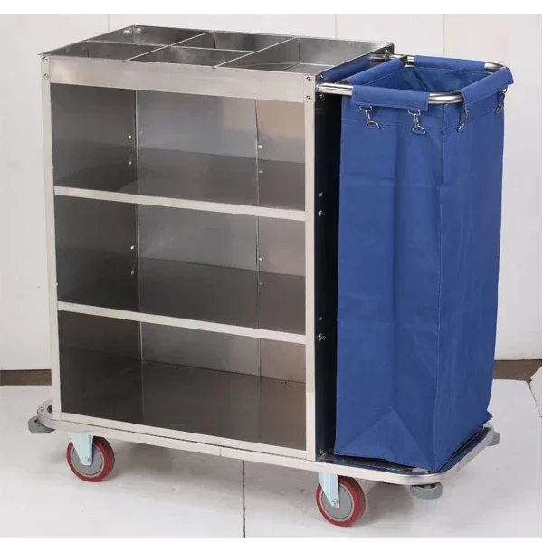 

2026 3 Tiers Housekeeping Cleaning Hospitality Supplies Service Trolley Maid Cart