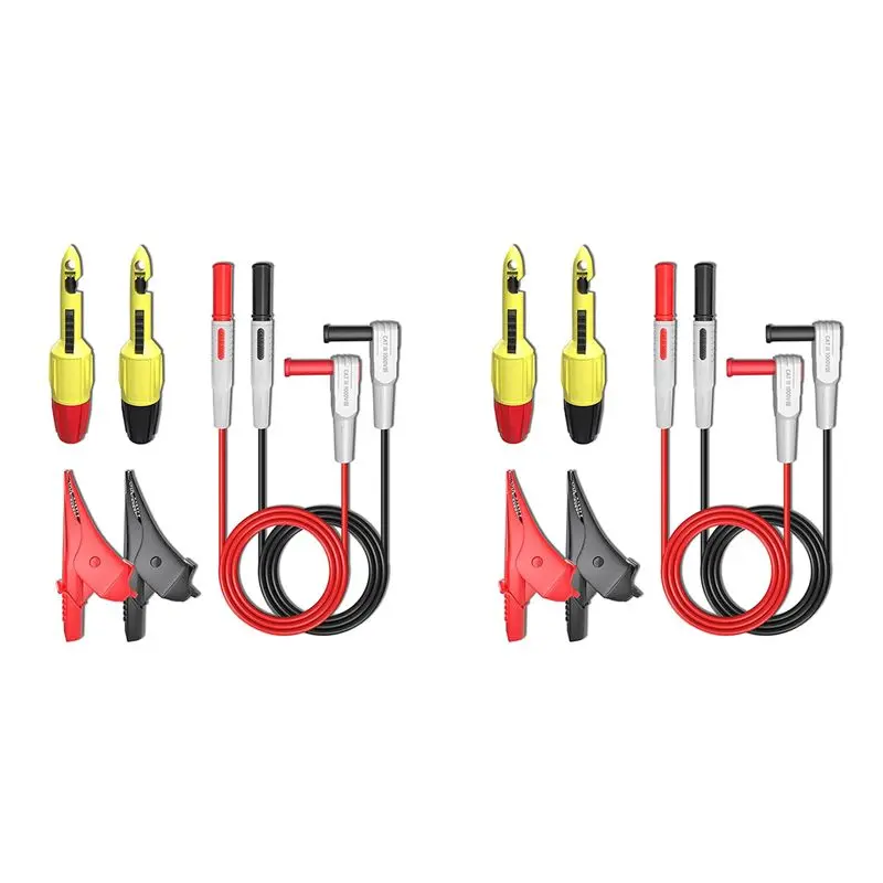 ABSE-12PCS Multimeter Examination Leads Kit With Alligator Clips, Wire Piercing Probes Clip For Multimeter Voltmeter