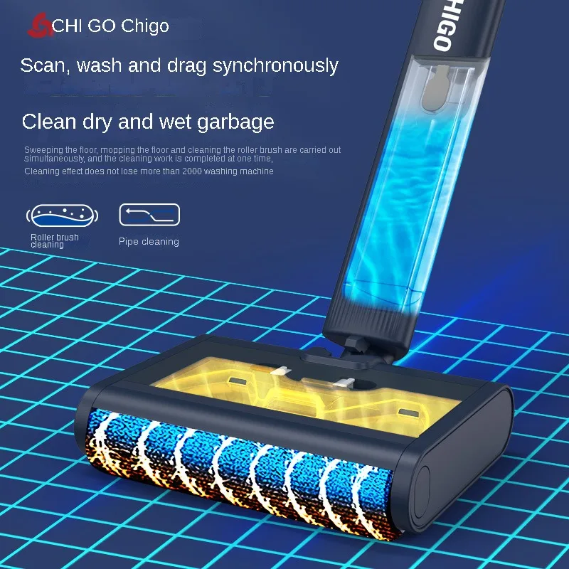 CHIGO-Machine de nettoyage domestique tout-en-un, vadrouille à aspiration, balayeuse d'eau électrolytique anti-enchevêtrement, livres propres, 2024