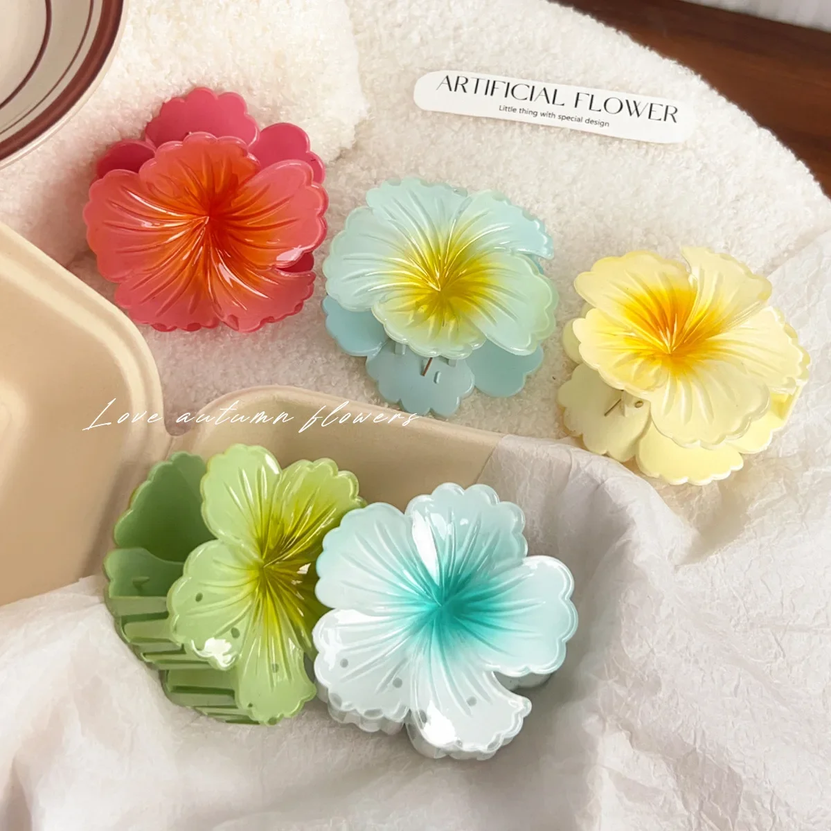 Pinza para el pelo con flores, pinzas para el pelo elegantes, pinzas para el pelo dulces y lindas, pinzas para el pelo florales, accesorios coloridos para el cabello para mujer