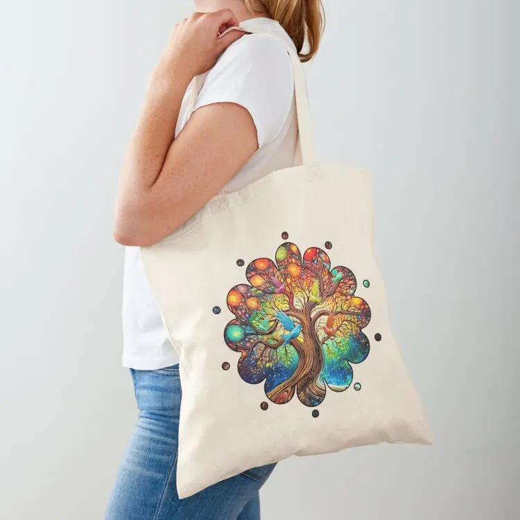 tree of life painting Tote Bag eco pack bags woman 2025 tote bag university shopping bags foldable