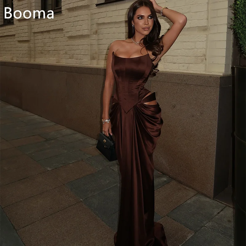 

Booma Mermaid Sexy Satin Sleeveless Simple Evening Dresses Formal Dresses for Women Strapless Prom Gowns Custom Made 2025