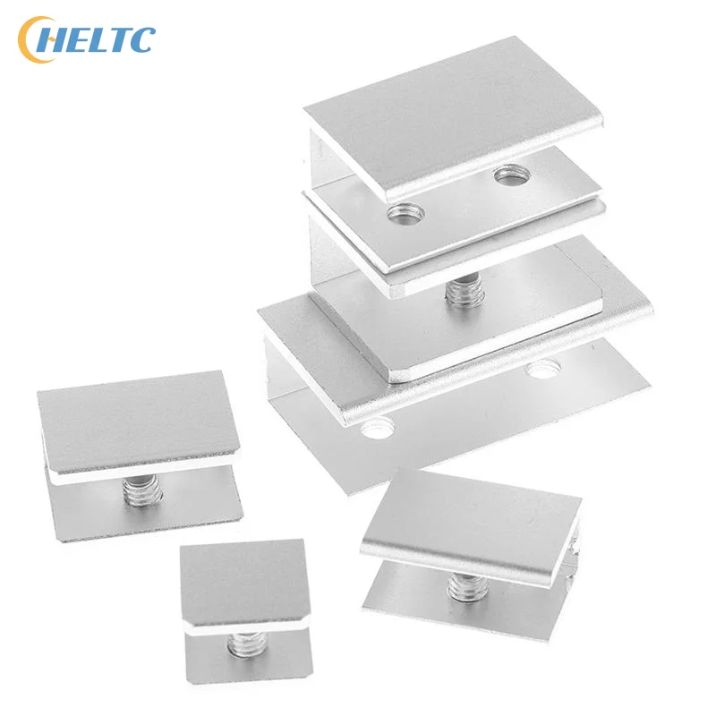 4 ชิ้น/ล็อตสแควร์แก้ว Clamps แก้ว CLAMP ผู้ถือชั้นวางคลิปอลูมิเนียมสนับสนุนสําหรับ 5 มม.6 มม.8 มม.10 มม.12 มม.ความหนา BOARD