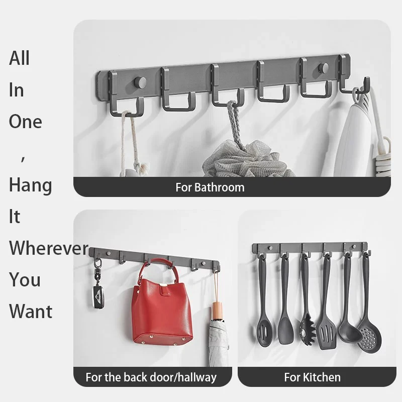 Matte Black Bathroom Hook Racks Wall Coat Hanger Hook Organizer Hangers Aluminum Wall Hanging Hook Hanger For Towels Robe Hook