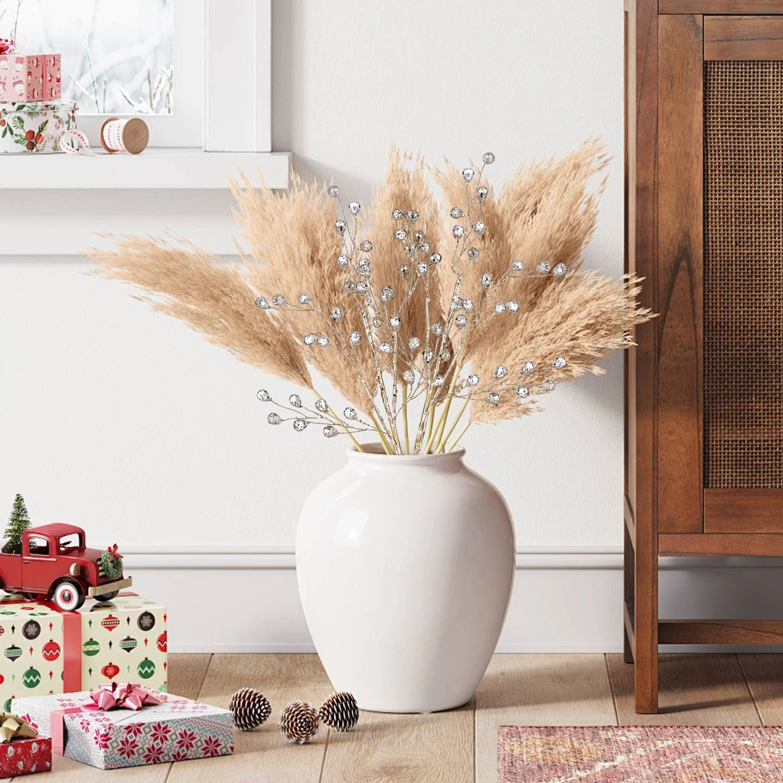 

2Pcs Fake Acrylic Berry Stems Christmas Acrylic Picks for Thanksgiving Xmas Decorations Home Party Centerpiece Rustic Country