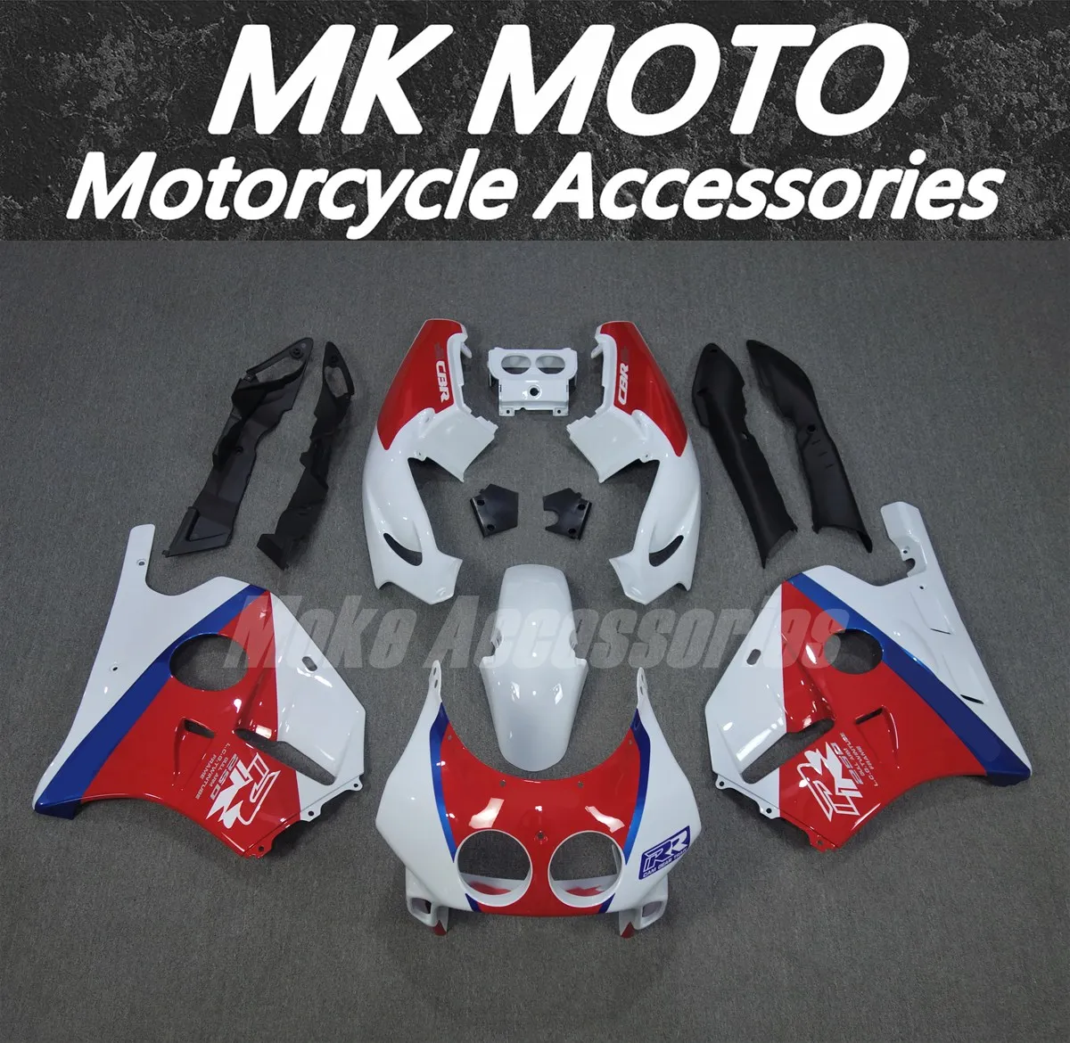 

Moke moto Fairings Kit Fit For Cbr250rr Mc22 1990 1991 1992 1993 1994-1999 Bodywork Set High Quality Injection White Red Bule