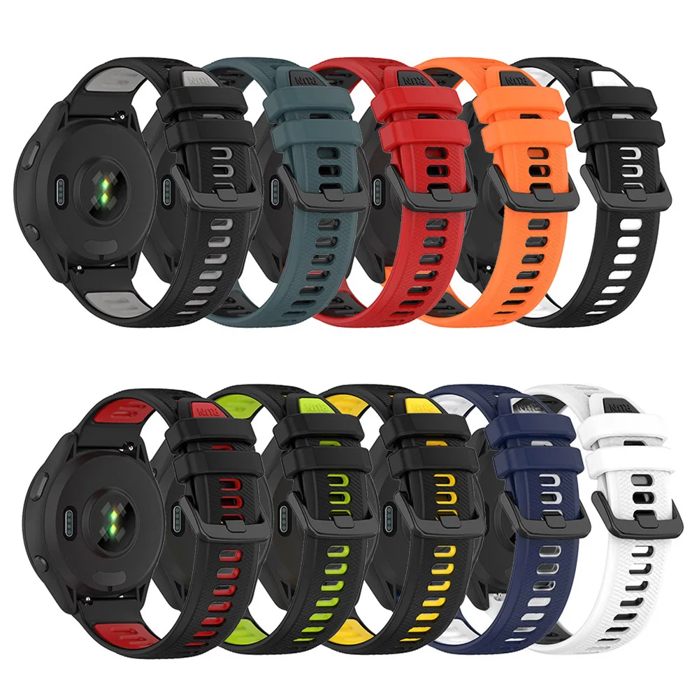 

Двухцветный силиконовый ремешок для Garmin Forerunner 265 265S 255S 255 Vivoactive 5, сменный ремешок для часов 18 мм, 20 мм, 22 мм