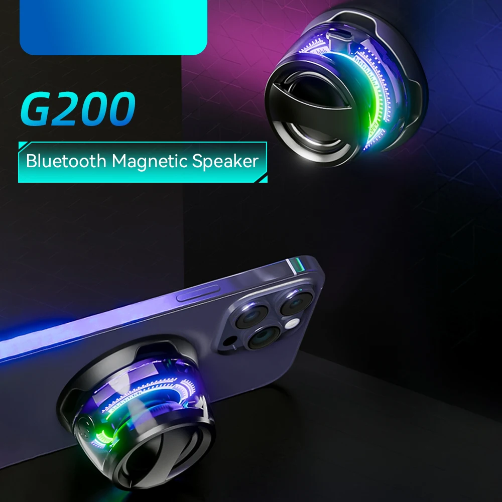 Portable Bluetooth Speaker HECATE G200 RGB Lighting Magnetic Speaker BT5.3 Mini Sound Box 7 Hours Playback Phone Holder