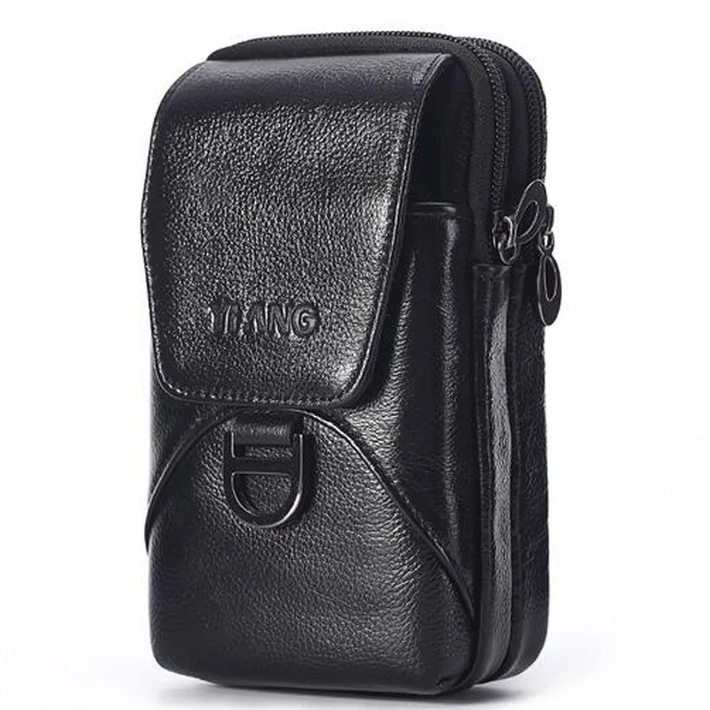 Men's Waist Bag Genuine Leather Fashion Cell Mobile Phone Case  Bag Fashion Men Belt Hook Pack Fanny  Pouch