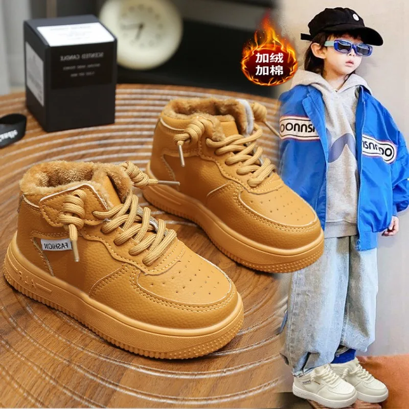 

2025 NEW Spring New Children's High Top Cotton Shoes Girls Sneakers Fashion Boys High Quality Sports Cotton Shoes
