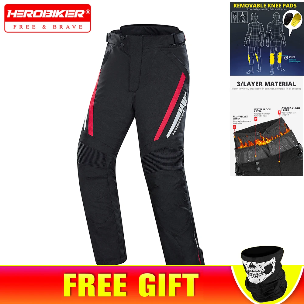 

HEROBIKER Men's Motorcycle Pants Waterproof Bike Accessories Moto Riding Trousers Windproof Motorbike Knee Pads Pants Anti-drop