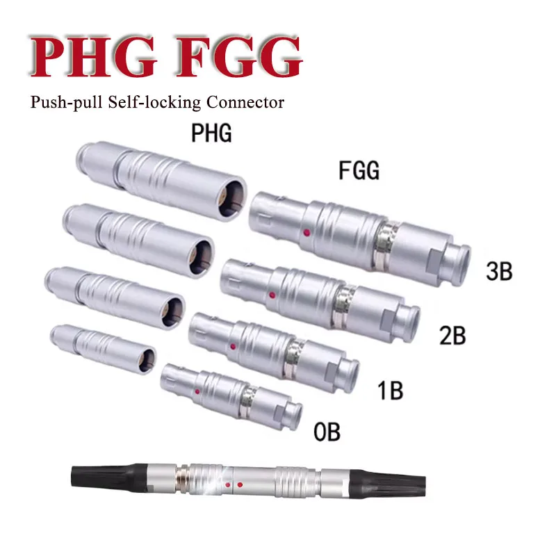 0B 1B 2B 3B FGG PHG Air Floating Socket Plug Metal FGG PHG 2/3/4/5/6/8/9/10/12/14 Pin Push-pull Self-locking Docking Connector