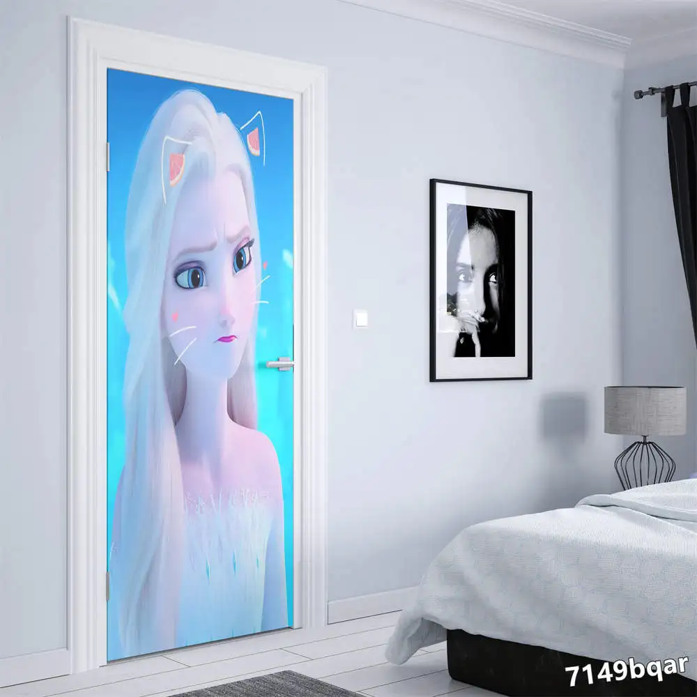 Disney abstract graffiti Elsa Anna Frozen Door sticker Nordic prints Wall art Door decoration Wall Sticker Home decor posters