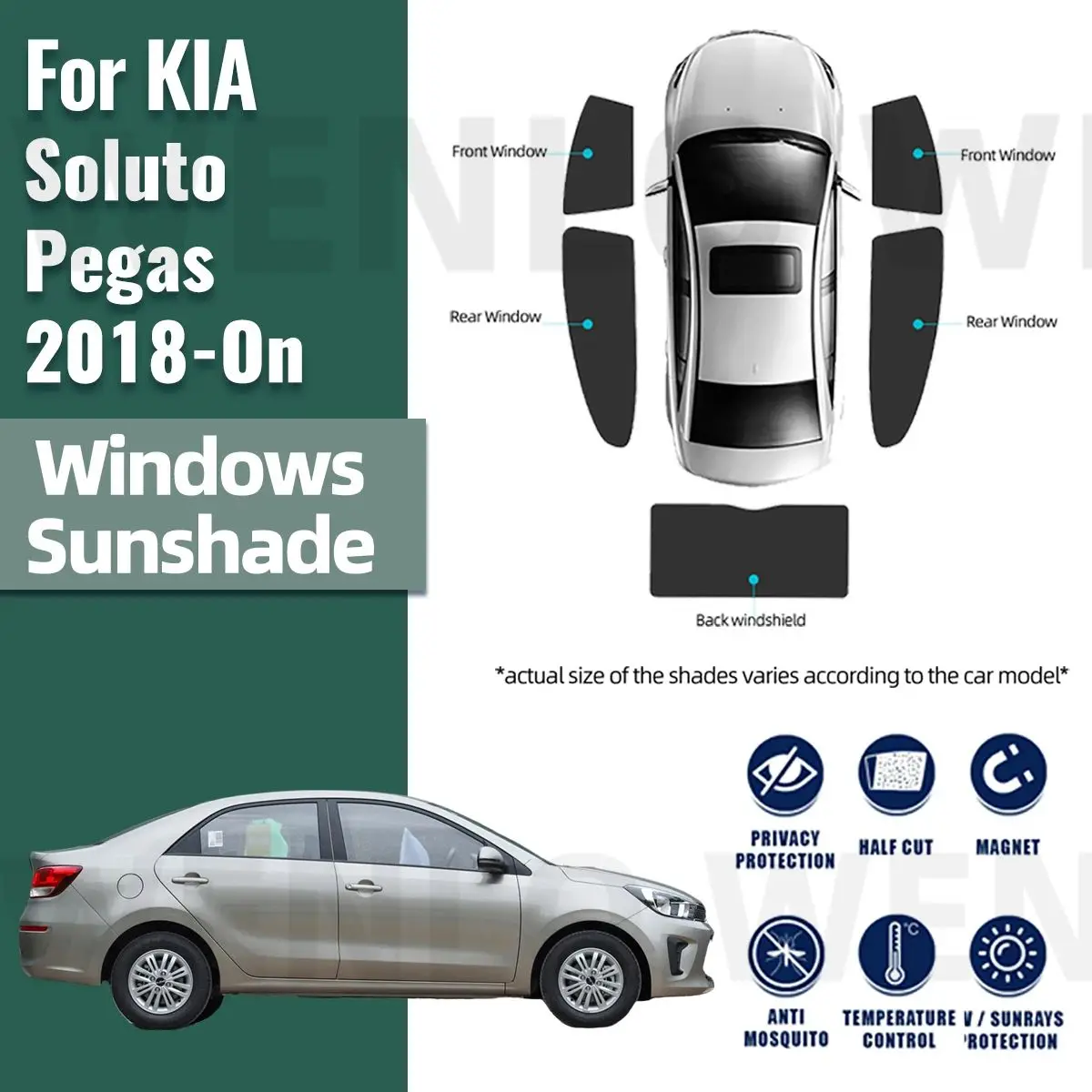 

Магнитные автомобильные солнцезащитные занавески для KIA Soluto Pegas 2018-2023, шторка для переднего и заднего ветрового стекла, Детская фотозащита