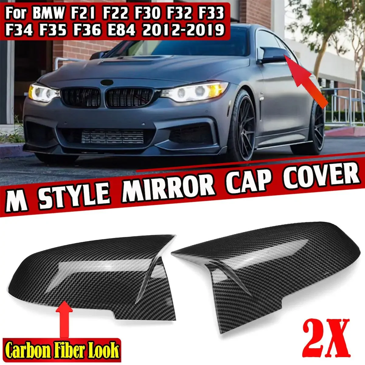 

E92 E93 Rearview Mirror Cover Cap For BMW F21 F22 F30 F32 F33 F34 F35 F36 E84 2012-2019 Side Wing Rear View Mirror Cover Trim