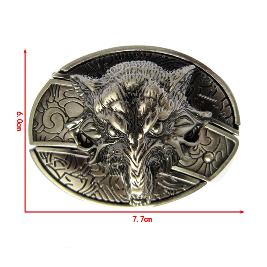 Fashion Classic Western Wolf Head Decor Men Belts Knife Buckle