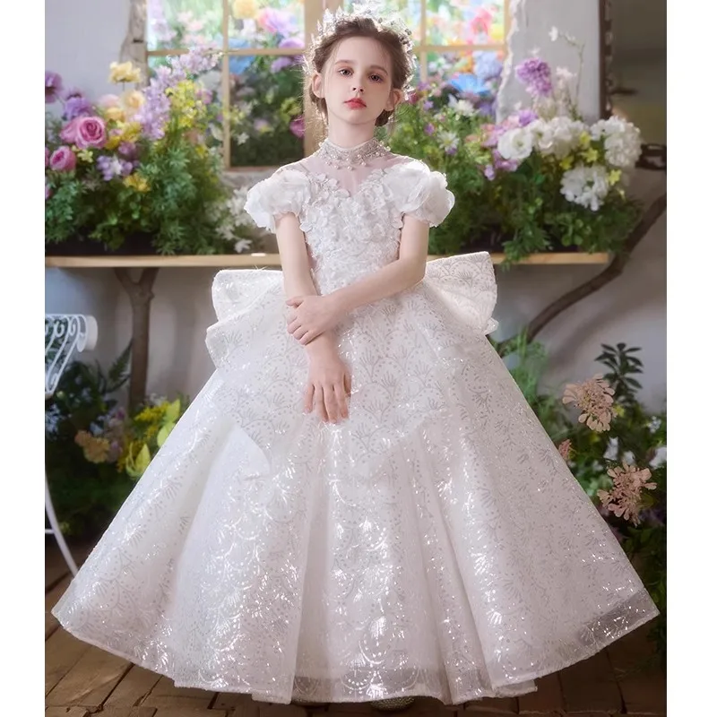 

Girls' Evening Dress Princess Gown 2025 New Children's Host Piano Performance Dress Big Kids Birthday Wedding Dress Puffy