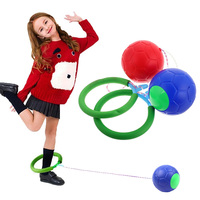 1pc Children Jump Ball with Rope Sport Toy Outdoor Balance Training Colorful Student Skip Ball Foot Hoop Ball Exercise Props TMZ
