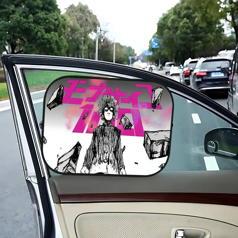 M-Mob أنيمي P-Psycho 100 1 قطعة نافذة ظلة غطاء للأطفال العالمي سيارة طوي سيارة الشمس الظل غطاء UV حماية الستار الجانب