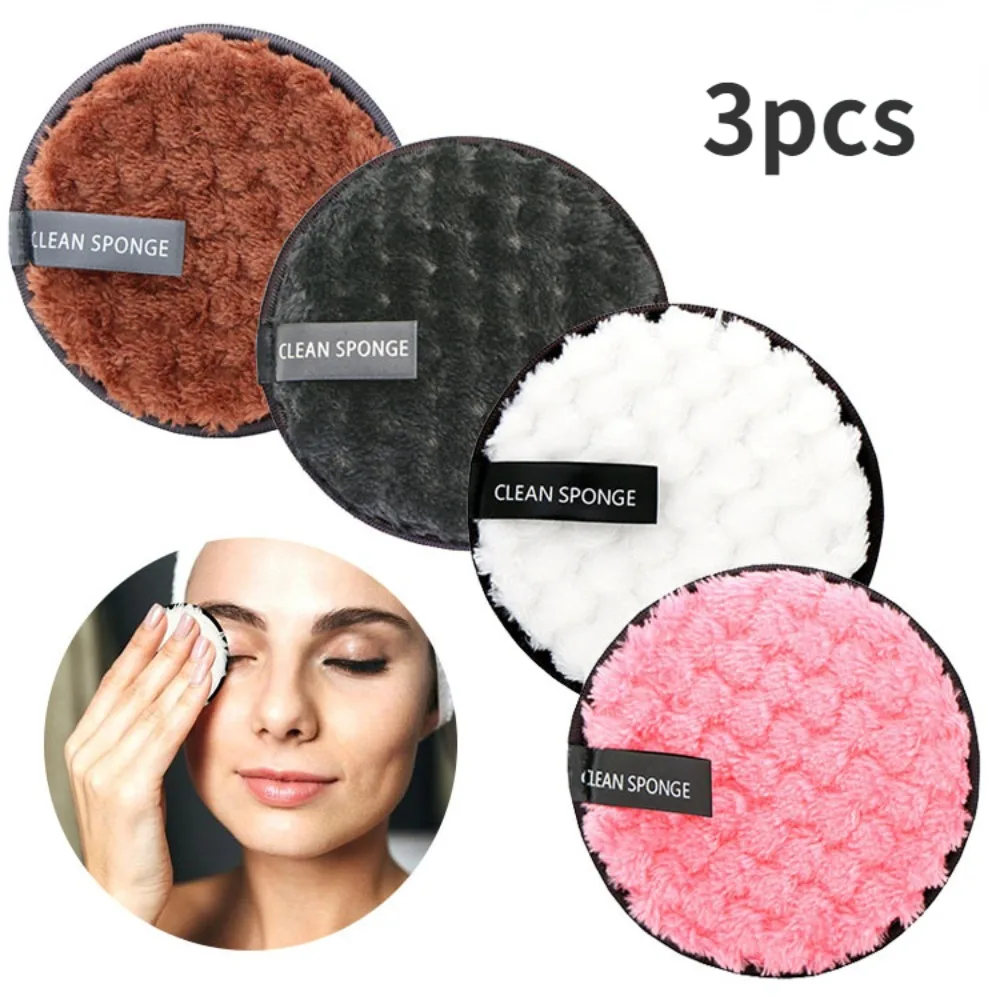 3Pcs Make Up Remover Pads Reusable Cotton Wipes Microfiber Washable MakeUp Towel Face Cleansing Sponge Cosmetics Skin Care Tools