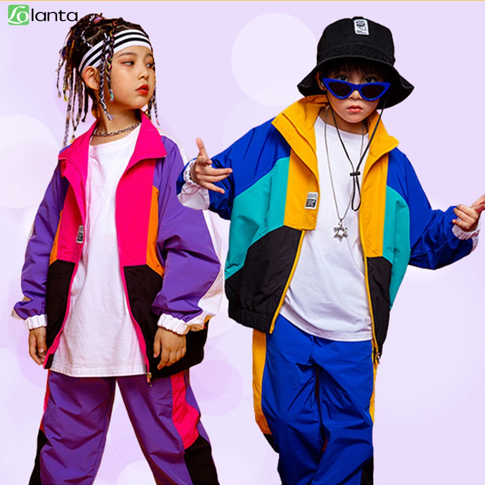 lolanta-2pcs-boys'-girls'-color-block-jacket-track-pants-sets-hip-hop-dance-patchwork-clothes-unisex-streetwear-5-16years