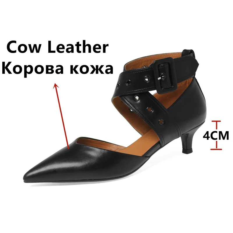 FEDONAS Women Pumps Sexy Fashion Point Toe Thin Heels Office Party Genuine Leather Buckle Shoes Woman Spring Summer New Arrival