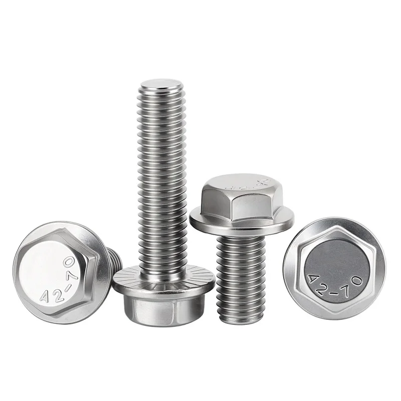 Beicai 2~10pcs SUS316 Stainless Steel Large Hexagon With Serrated Flange Cap Screw Big Hex Washer Bolt M4 M5 M6 M8 M10 M12
