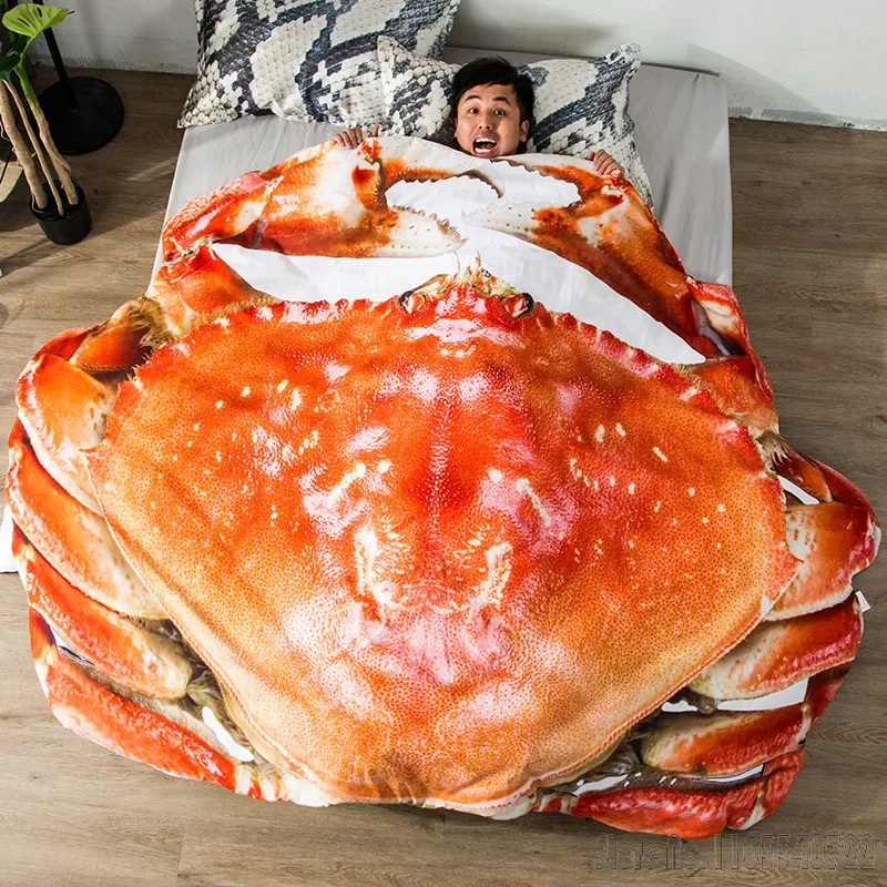 1pcs Cute Animals Pet Delicious Red Sea Crab Thin Blanket Air Conditioning Comforter for Kids Adult Throw Decoration Bedding