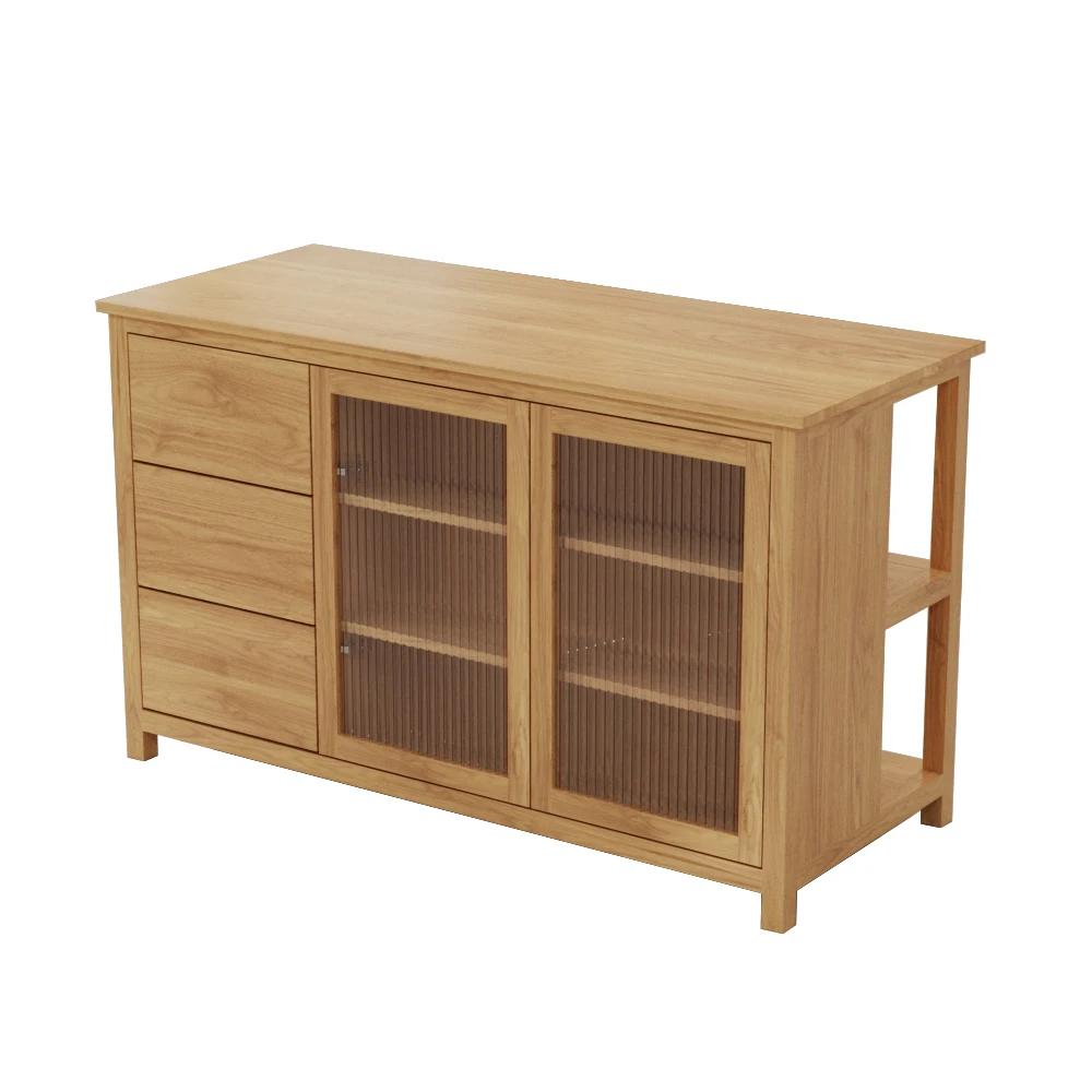 Solid Wood Sideboard Cabinet New Chinese Style Dining Room Storage Buffet Server Kitchen Console Table with Drawers for
