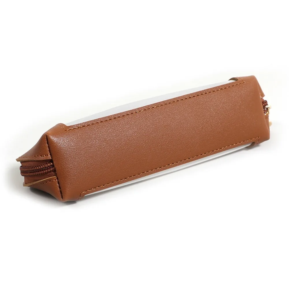 Portable Transparent Pencil Case PU Waterproof Cosmetic Bag Zipper Makeup Brush Storage Bag