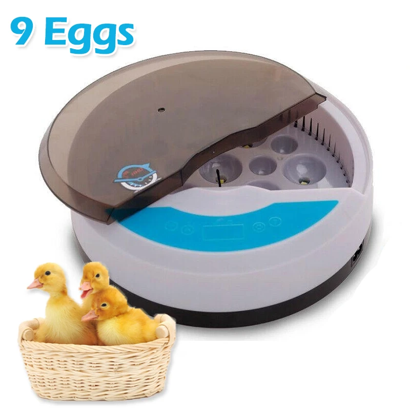 9 Eggs Mini Temperature Control LED Display Brooder Portable Household Farm Hatchery Incubator for Bird Quail Goose Chick