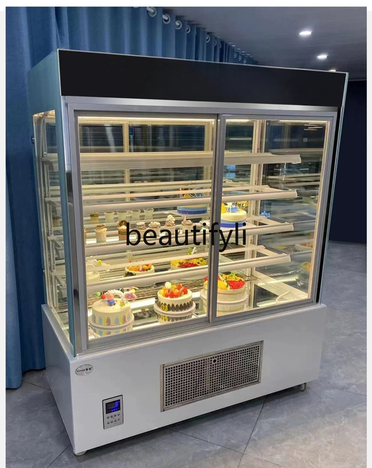 Vertical cake cabinet Commercial dessert mousse refrigerated display cabinet Height cake display cabinet