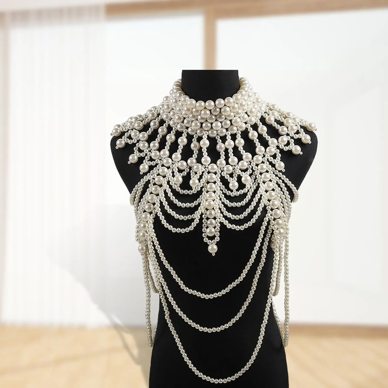 Pearl Body Chain Pendant for Bridal Wedding Dress Beach Nightclub Party