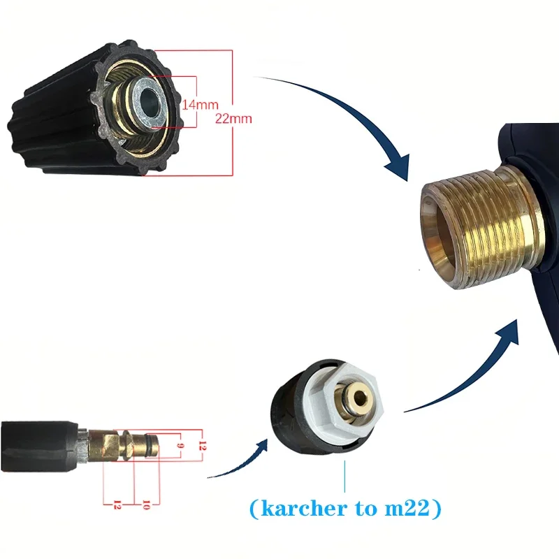 For Karcher K2-K7 Car Washer High Pressure Gun Soap Foam Sprayer 5pcs Nozzle 14mm M22 Screw Automobile Wash Off Road 4x4