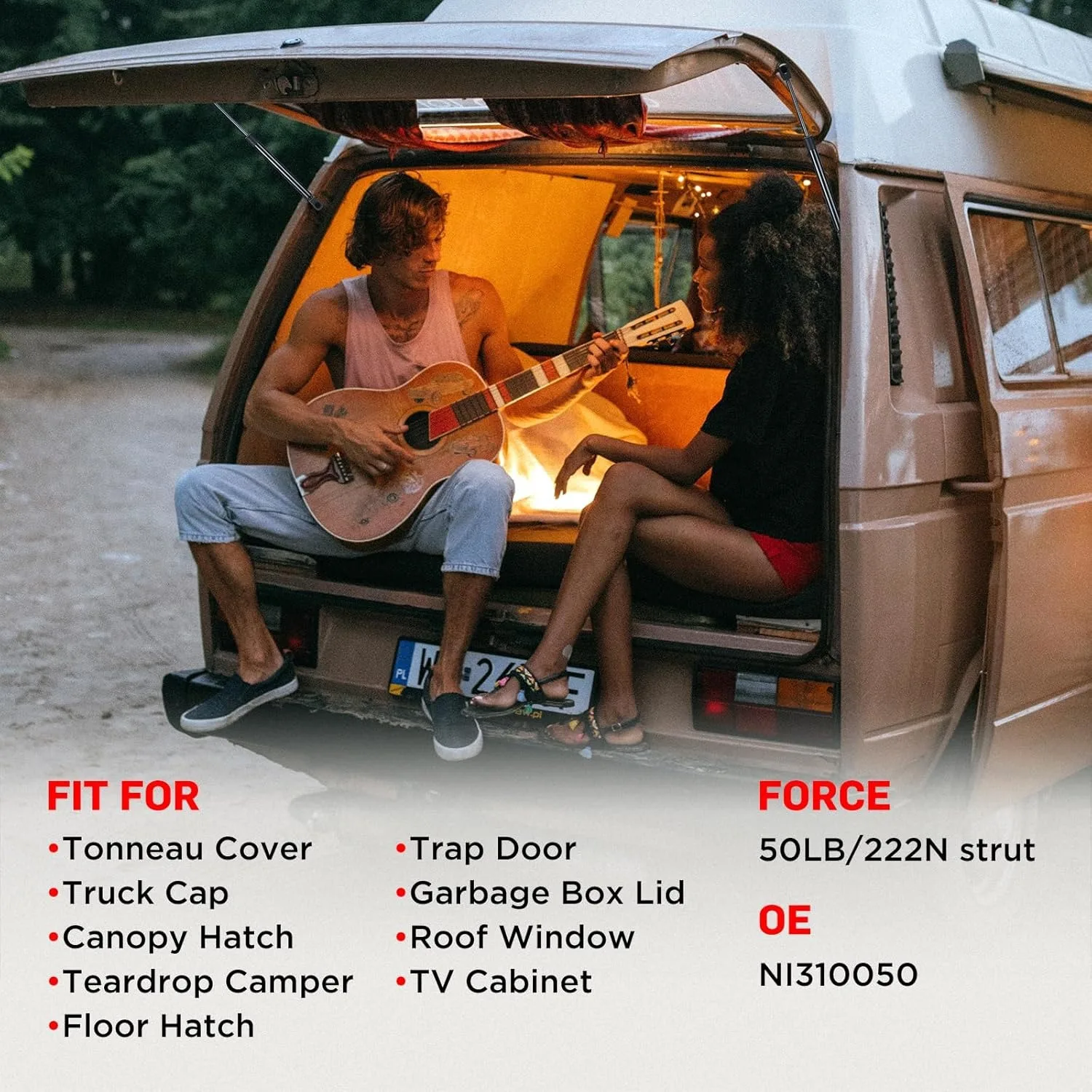 NI310050 28 polegadas 222N suportes a gás para ATC/Leer Camper Shell/porta RV/caixa de ferramentas (conjunto de 2)