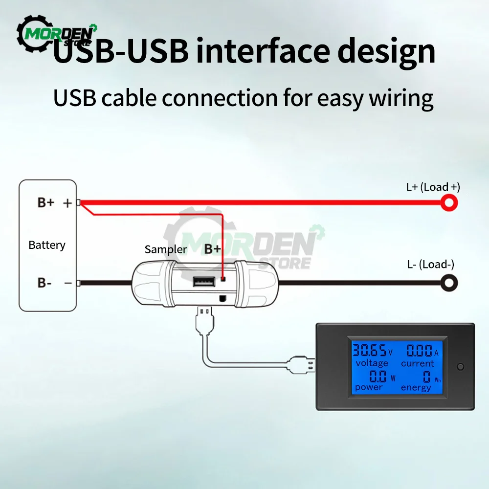 PZEM-051 50a/100A DC Digital Display Voltage and Current Meter Power Meter Battery Capacity Tester For Electrician Tool