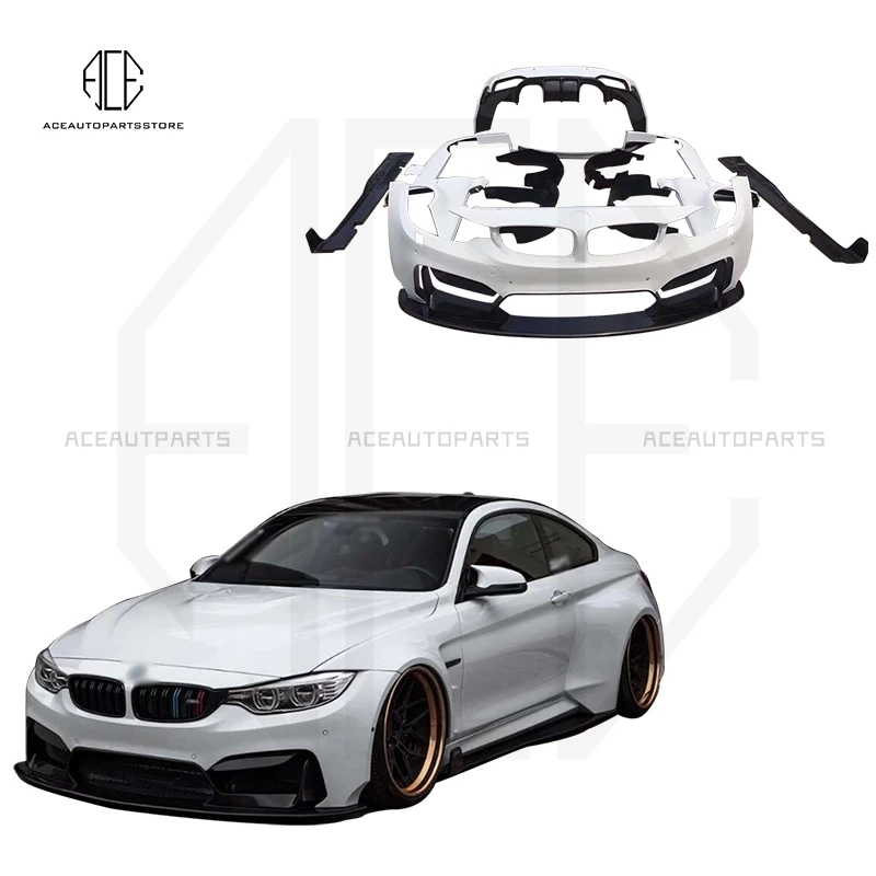 For BMW F82 F83 M4 Half Carbon Fiber BodykitBody kit Front Hood Rear Diffuser Rear Trunk Spoiler Front Lip Side Skir