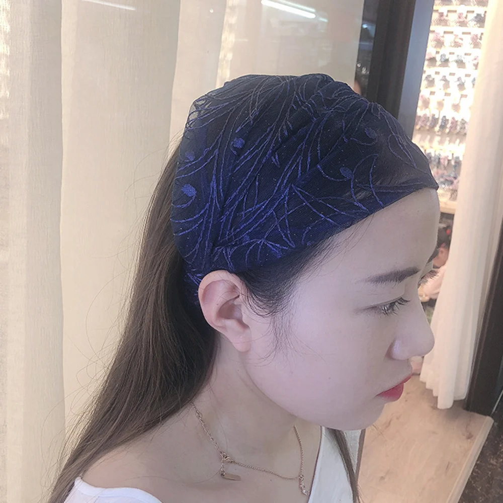 Headband Wide Lace Flower Pattern Hair Ring Non-Slip Sports Hair Accessories Hair Elastics Ties Ornaments