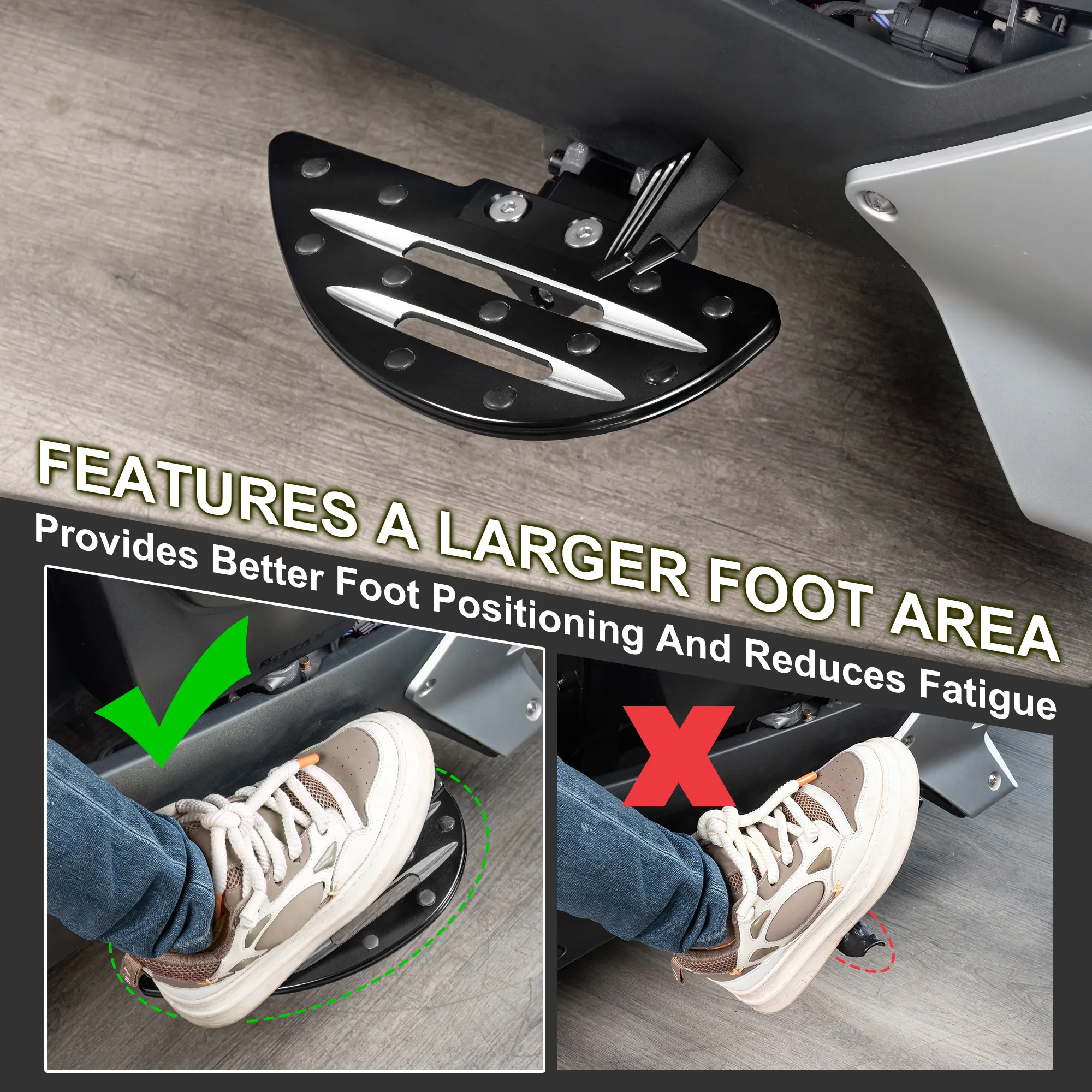 ألواح أرضية كبيرة على شكل خفاش للدراجة النارية مسند للقدمين ألواح قدم للراكب الأمامي لـ Can-Am Ryker 600 900 / Rally Edition