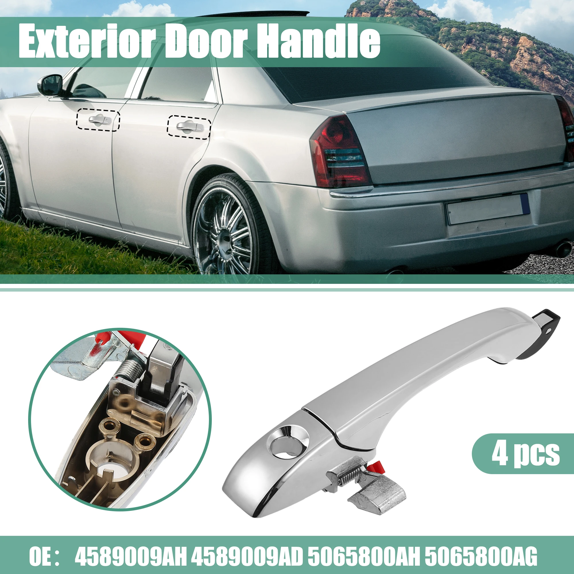 Uxcell 4 stücke Außerhalb Außentür Griff für Chrysler 300C 05-10 für Dodge Magnum 2005-2008 für
