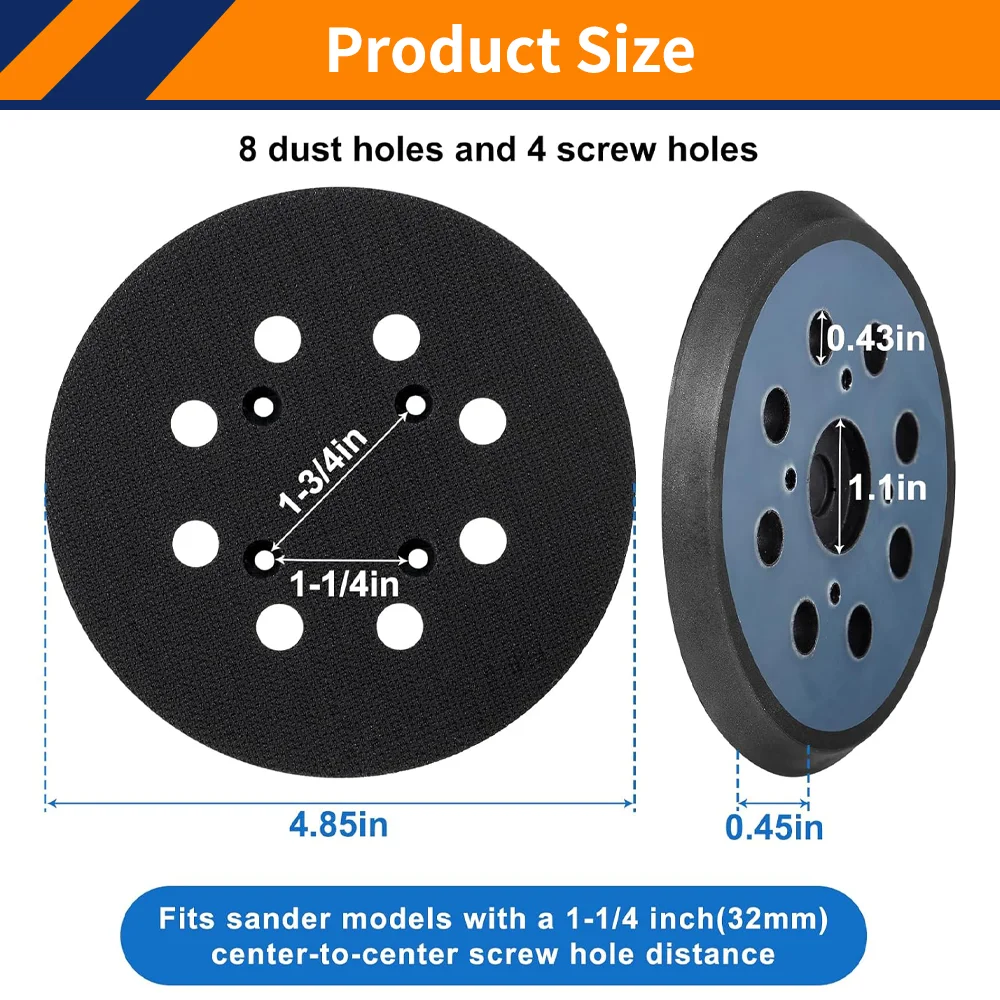 1 шт., 5 дюймов, 8 отверстий, сменная шлифовальная подушечка на липучке для Ryobi RS290, RS280, для Milwaukee 6034-21,6021-21, для Ridgid R2600 R2601.