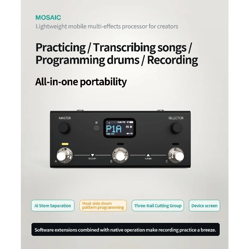 Livtra MOSAIC 3-Switch Portable Multi-Effects Processor with Amp/Cab Sims, IR Loading, Drum Programming & USB-C Audio - view 4